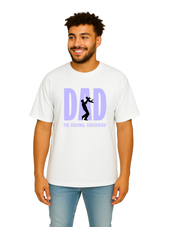 Derada Oversized Pure Cotton Unisex White T Shirt - Dad Superhero