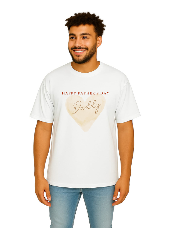 Derada Oversized Pure Cotton Unisex White T Shirt - Father's Day