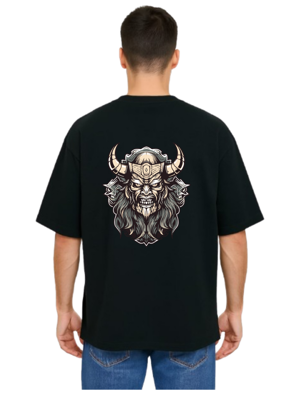 Derada Oversized Pure Cotton Unisex Black T Shirt - Skull 5