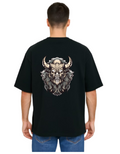 Derada Oversized Pure Cotton Unisex Black T Shirt - Skull 5