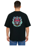 Derada Oversized Pure Cotton Unisex Black T Shirt - Skull 6