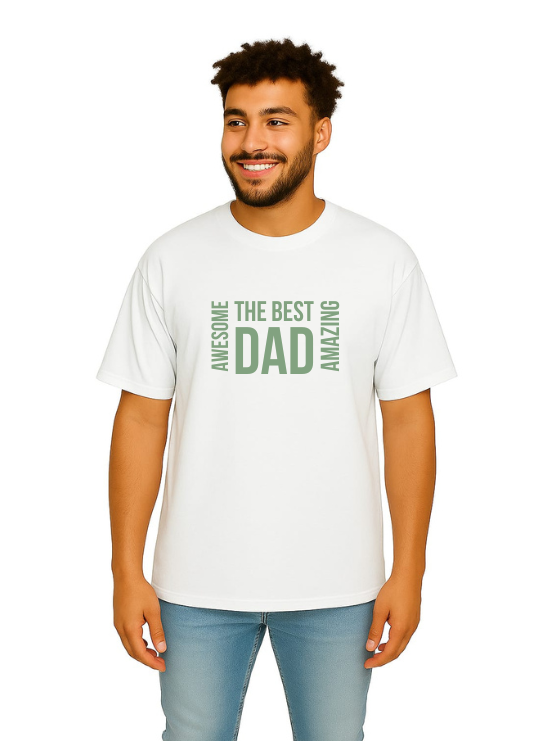 Derada Oversized Pure Cotton Unisex White T Shirt - Best Dad