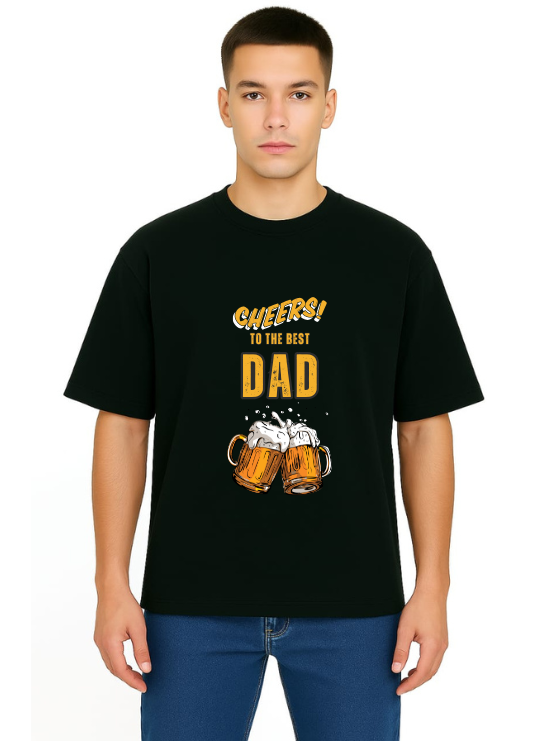 Derada Oversized Pure Cotton Unisex BlackT Shirt - Dad Beer