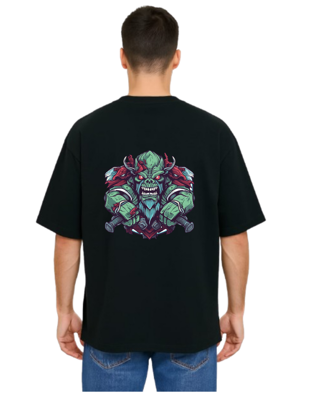 Derada Oversized Pure Cotton Unisex Black T Shirt - Skull 4
