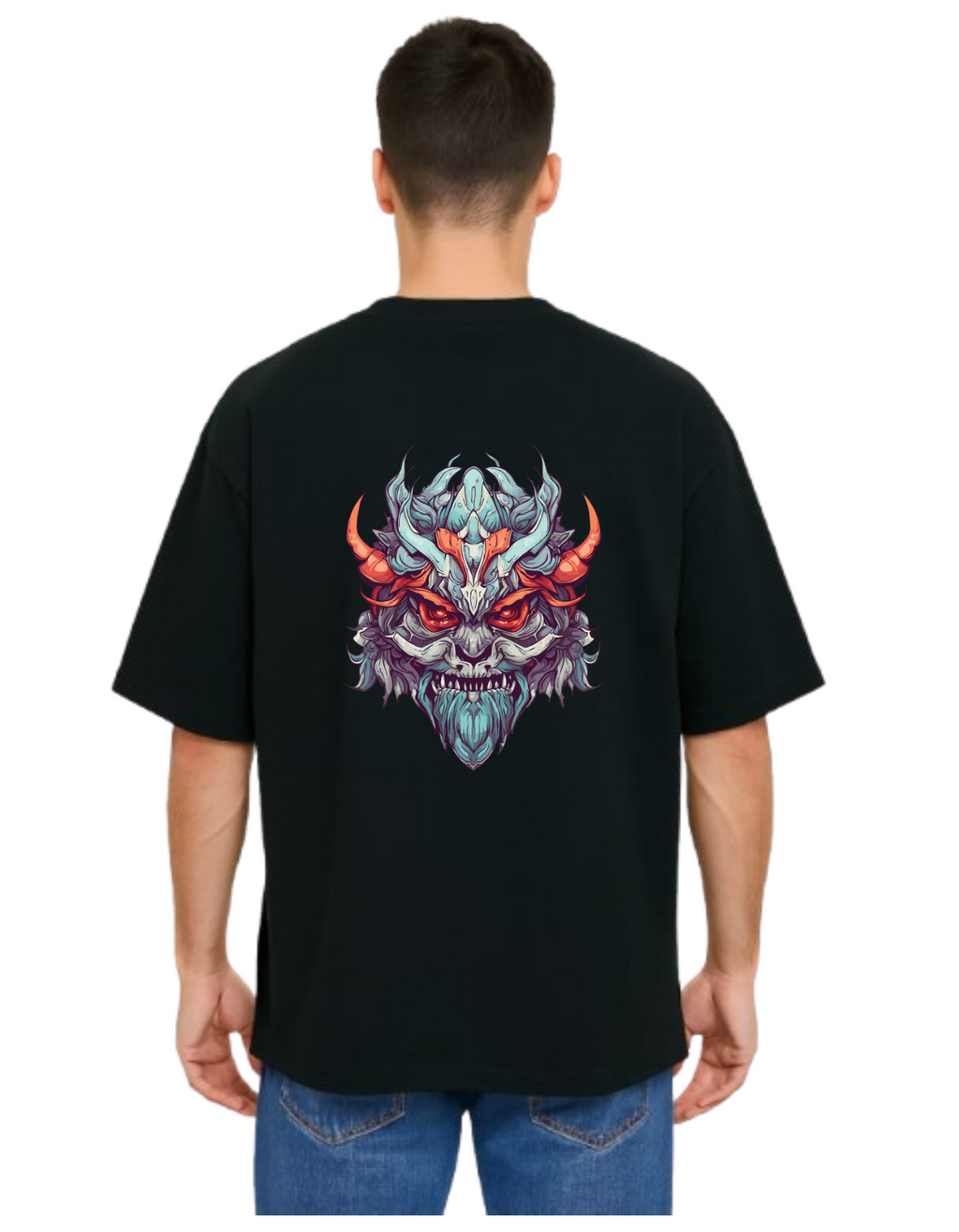 Derada Oversized Pure Cotton Unisex Black T Shirt - Skull 3