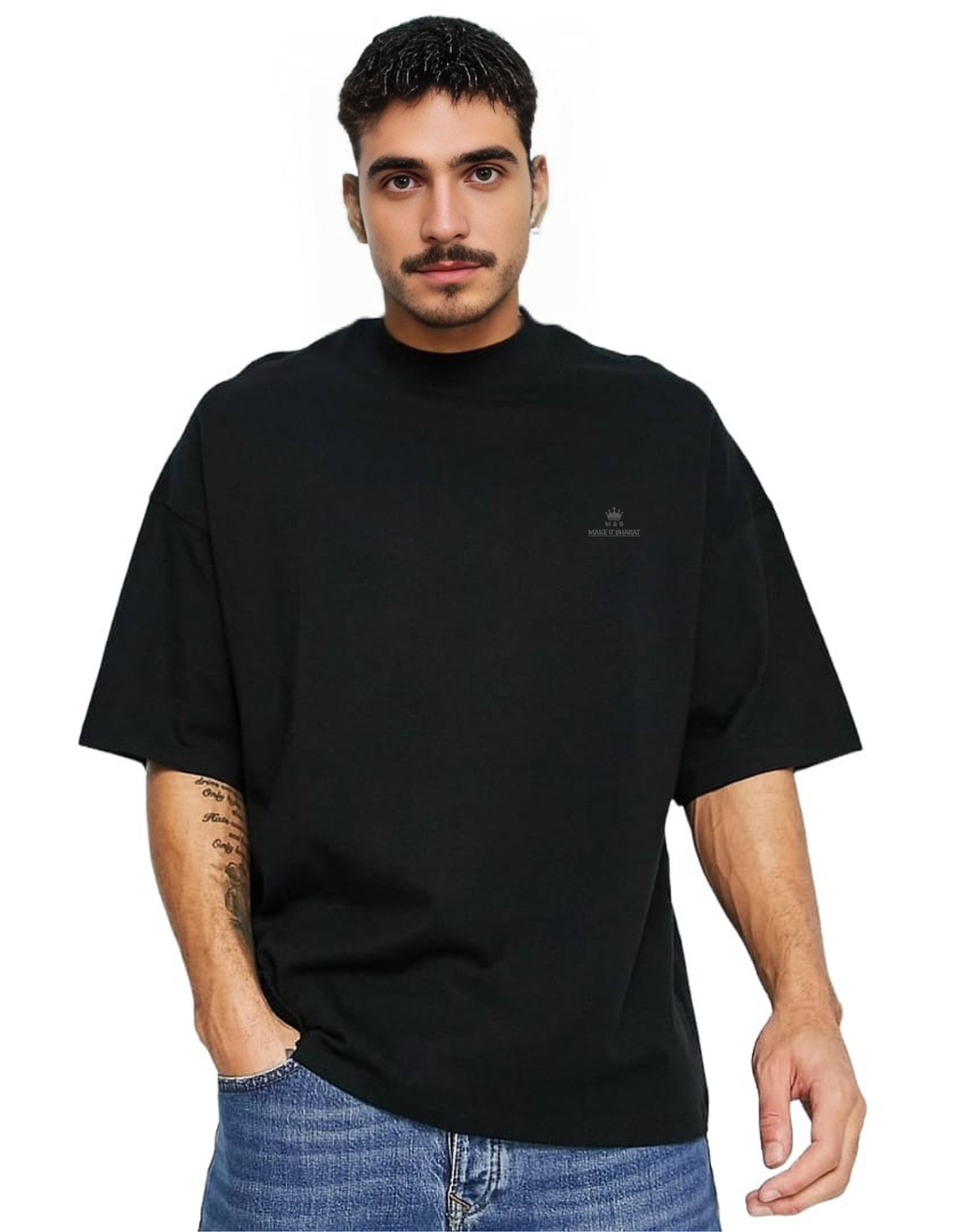 Derada Oversized Pure Cotton Unisex Black T Shirt - Skull 4