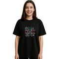 Derada Oversized Pure Cotton Girls Black T Shirt - Tic Tac Toe