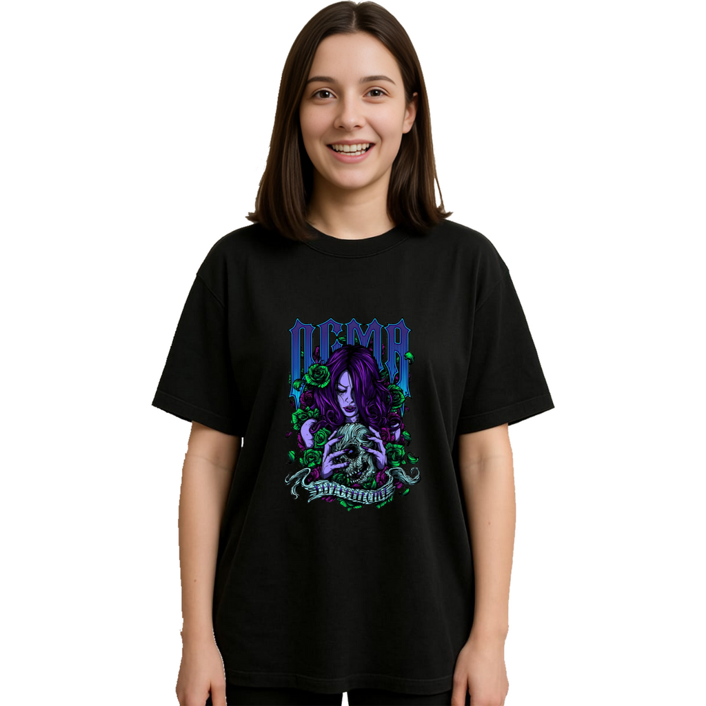 Derada Oversized Pure Cotton Girls Black T Shirt - Dema