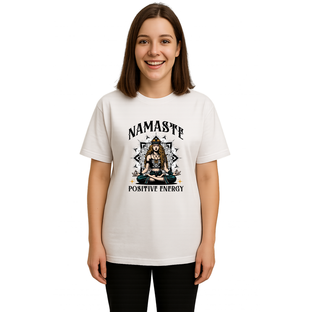 Derada Oversized Pure Cotton Girls White T Shirt - Namaste