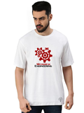 Derada Oversized Pure Cotton Unisex White Tech T Shirt - Mechanical Engineering