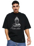 Derada Unisex Oversized Pure Cotton Black Premium T-Shirt - Thailand Buddha