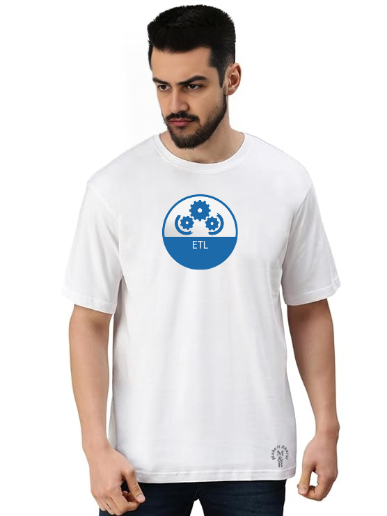 Derada Oversized Pure Cotton Unisex White Tech T Shirt - ETL