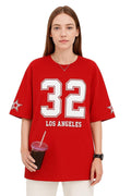Derada Oversized Pure Cotton Red T Shirt Cricket - 32LA