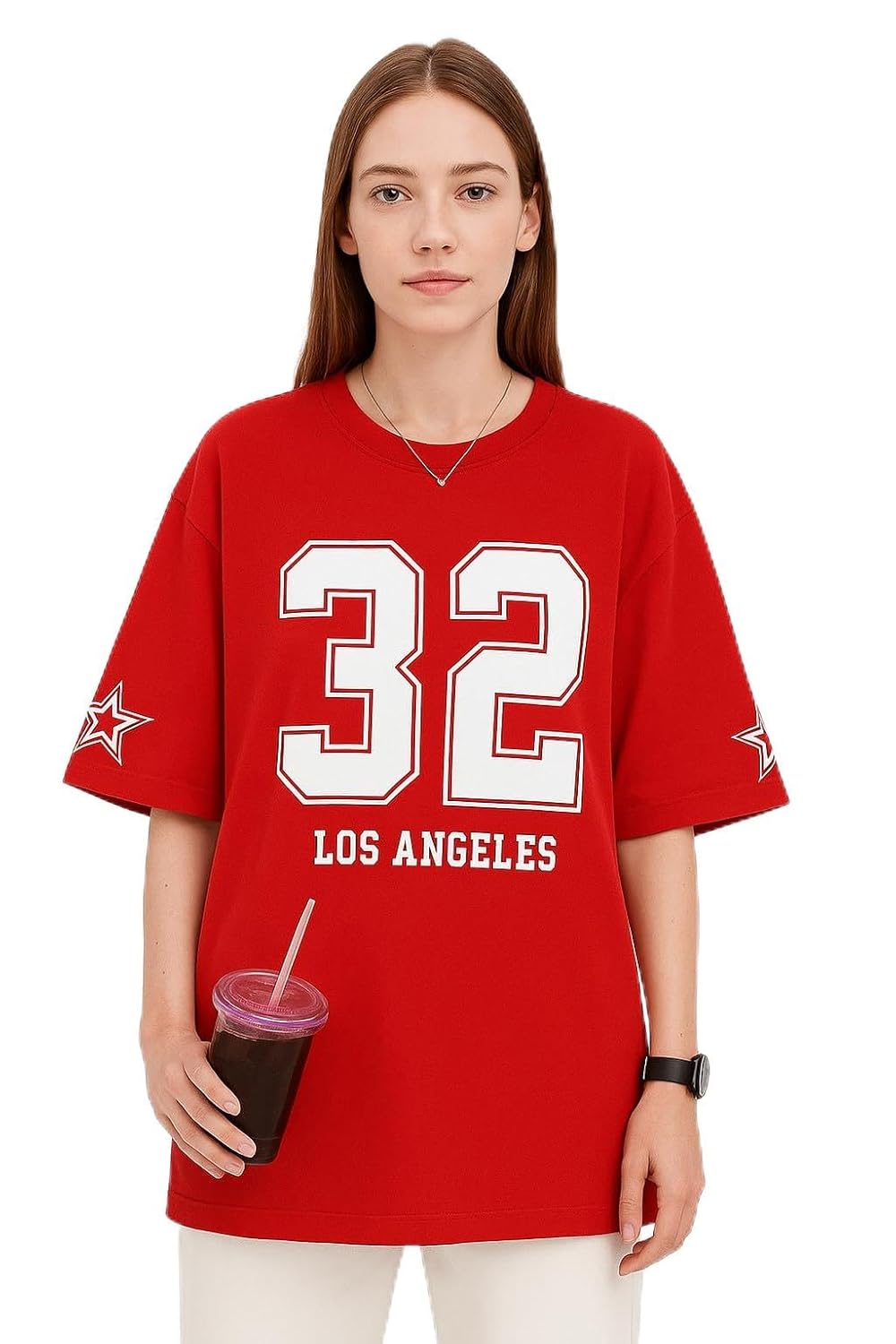 Derada Oversized Pure Cotton Red T Shirt Cricket - 32LA