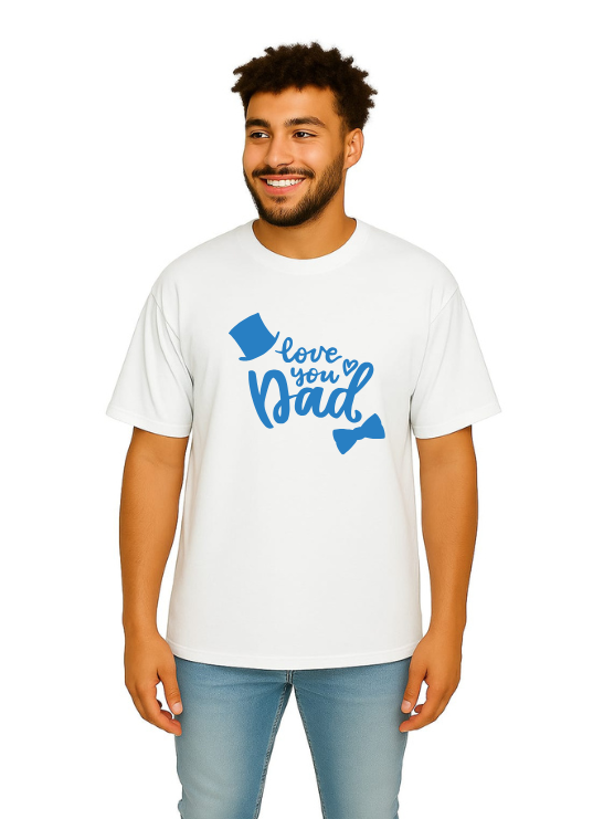 Derada Oversized Pure Cotton Unisex White T Shirt - Love you Dad