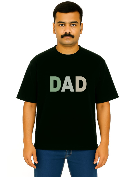 Derada Oversized Pure Cotton Unisex BlackT Shirt - Dad