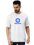 Derada Oversized Pure Cotton Unisex White Tech T Shirt - Kubernetes