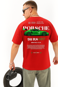 Derada Oversized Unisex Pure Cotton red T Shirt - Porsche
