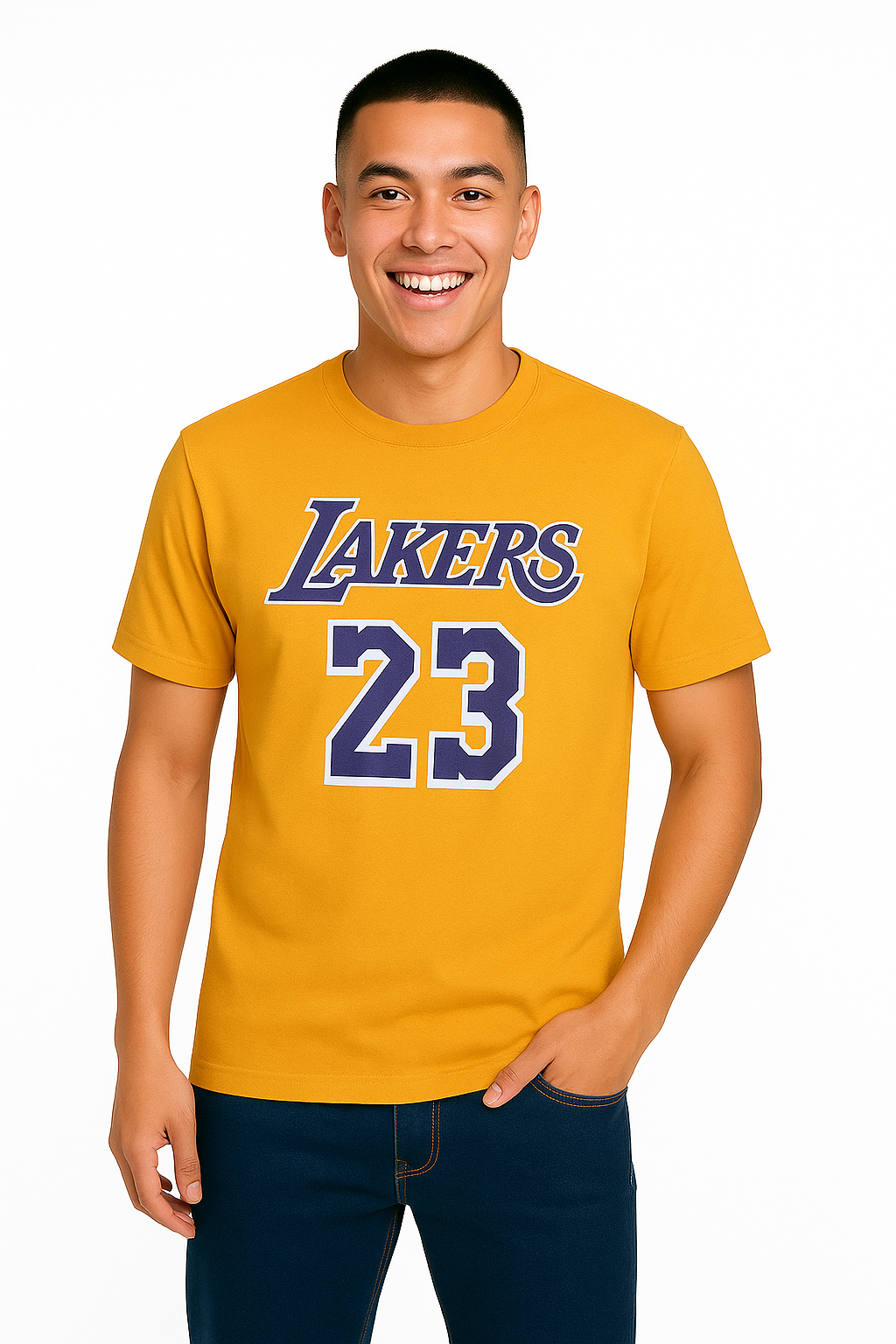 Derada regular  Pure Cotton Yellow T Shirt - lakers