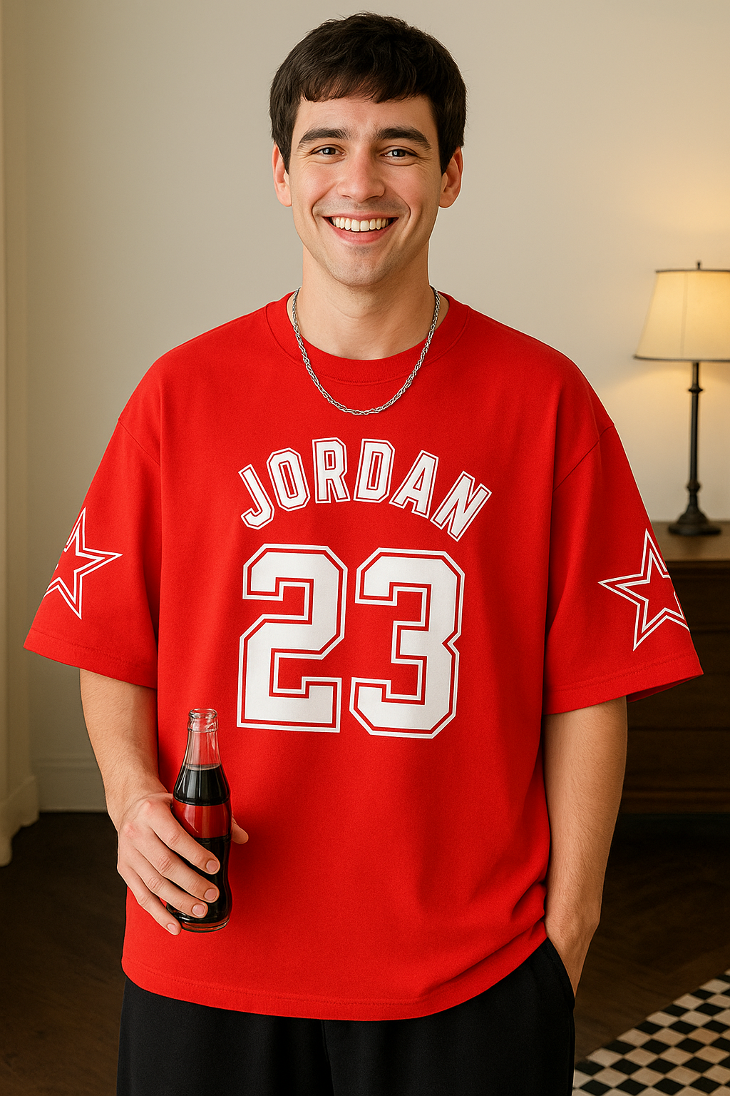Derada Oversized Unisex Pure Cotton Red T-Shirt - Jordan 23 by DeRaDa
