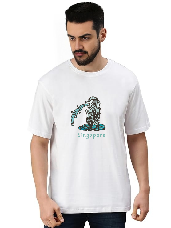 Derada Oversized Pure Cotton Unisex WhiteT Shirt - Singapore