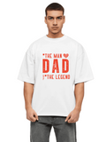 Derada Oversized Pure Cotton Unisex White T Shirt - Dad is Legend