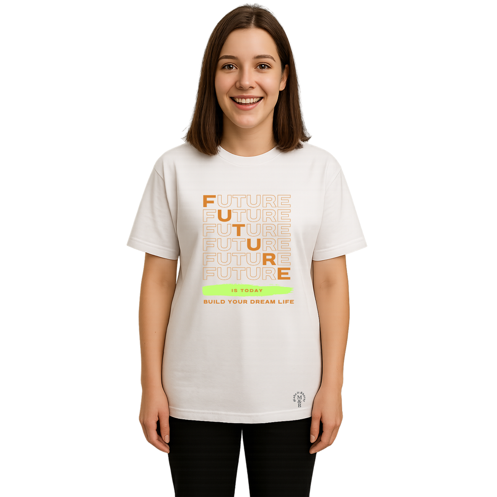 Derada Oversized Pure Cotton Girls White T Shirt - Future