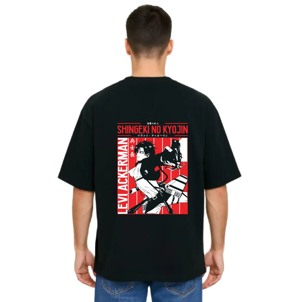 Derada Oversized Pure Cotton Unisex Black T Shirt - Titan Attack 14