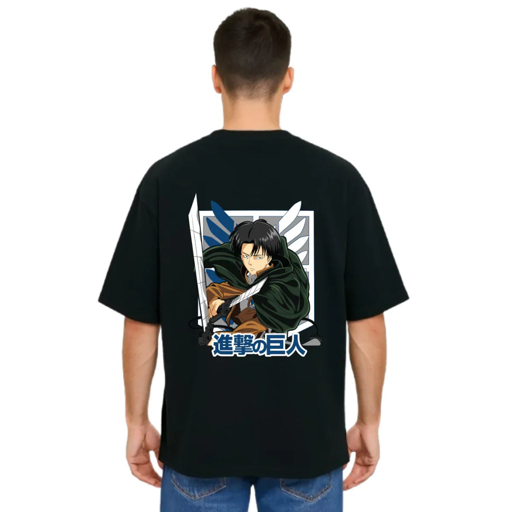 Derada Oversized Pure Cotton Unisex Black T Shirt - Titan Attack 15