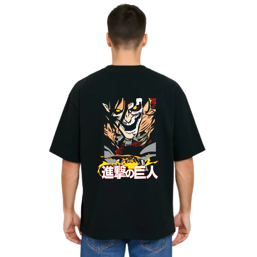 Derada Oversized Pure Cotton Unisex Black T Shirt - Titan Attack 20