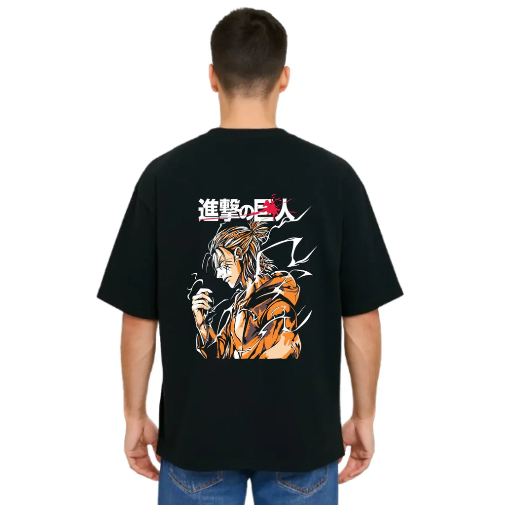 Derada Oversized Pure Cotton Unisex Black T Shirt - Titan Attack 23