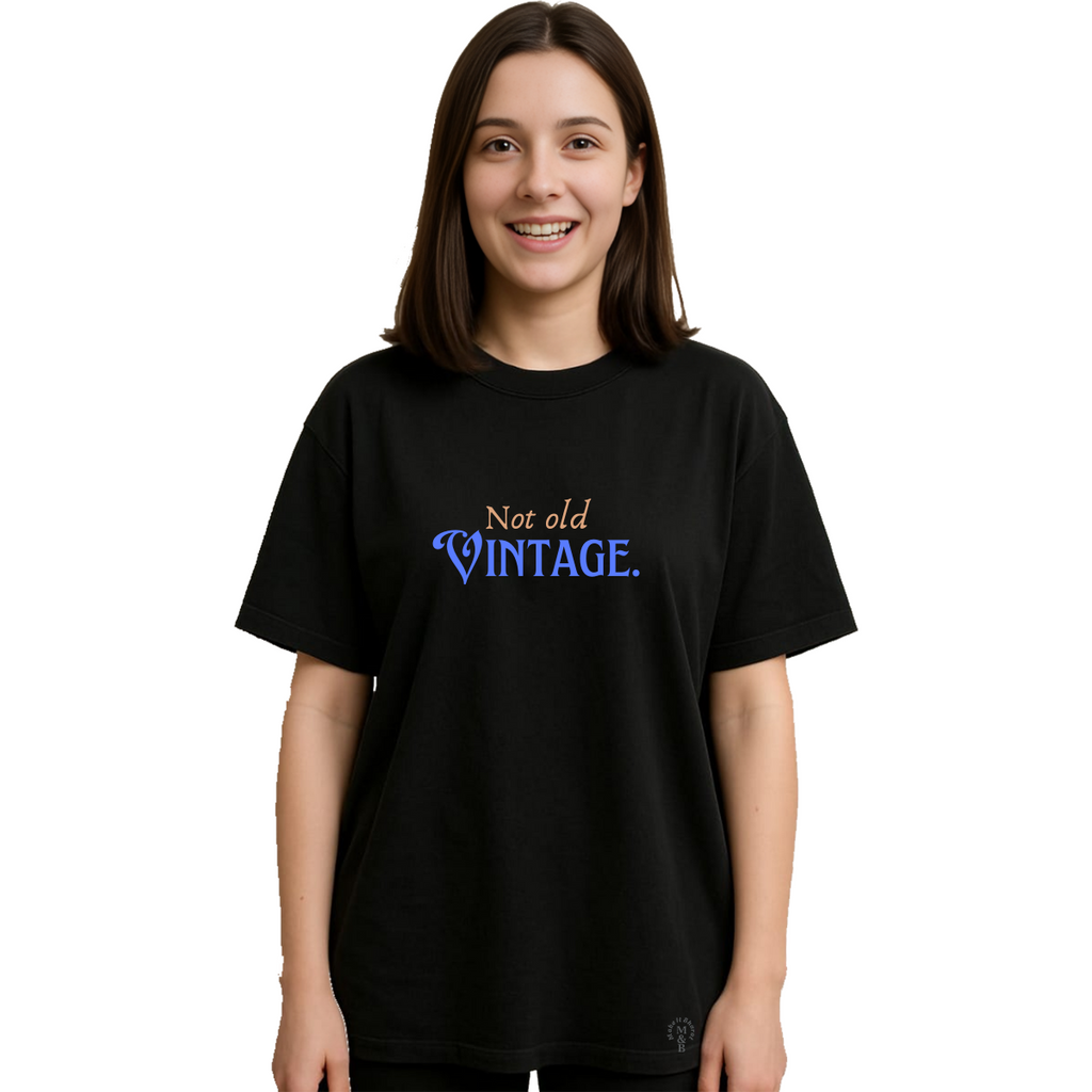 Derada Oversized Pure Cotton Girls Black T Shirt - Not Old Vintage