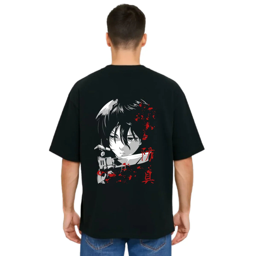Derada Oversized Pure Cotton Unisex Black T Shirt - Titan Attack 4