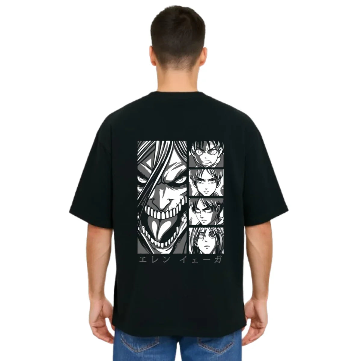 Derada Oversized Pure Cotton Unisex Black T Shirt - Titan Attack 6
