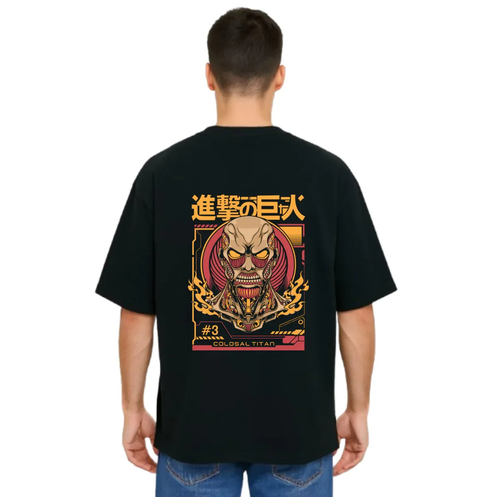 Derada Oversized Pure Cotton Unisex Black T Shirt - Titan Attack 8