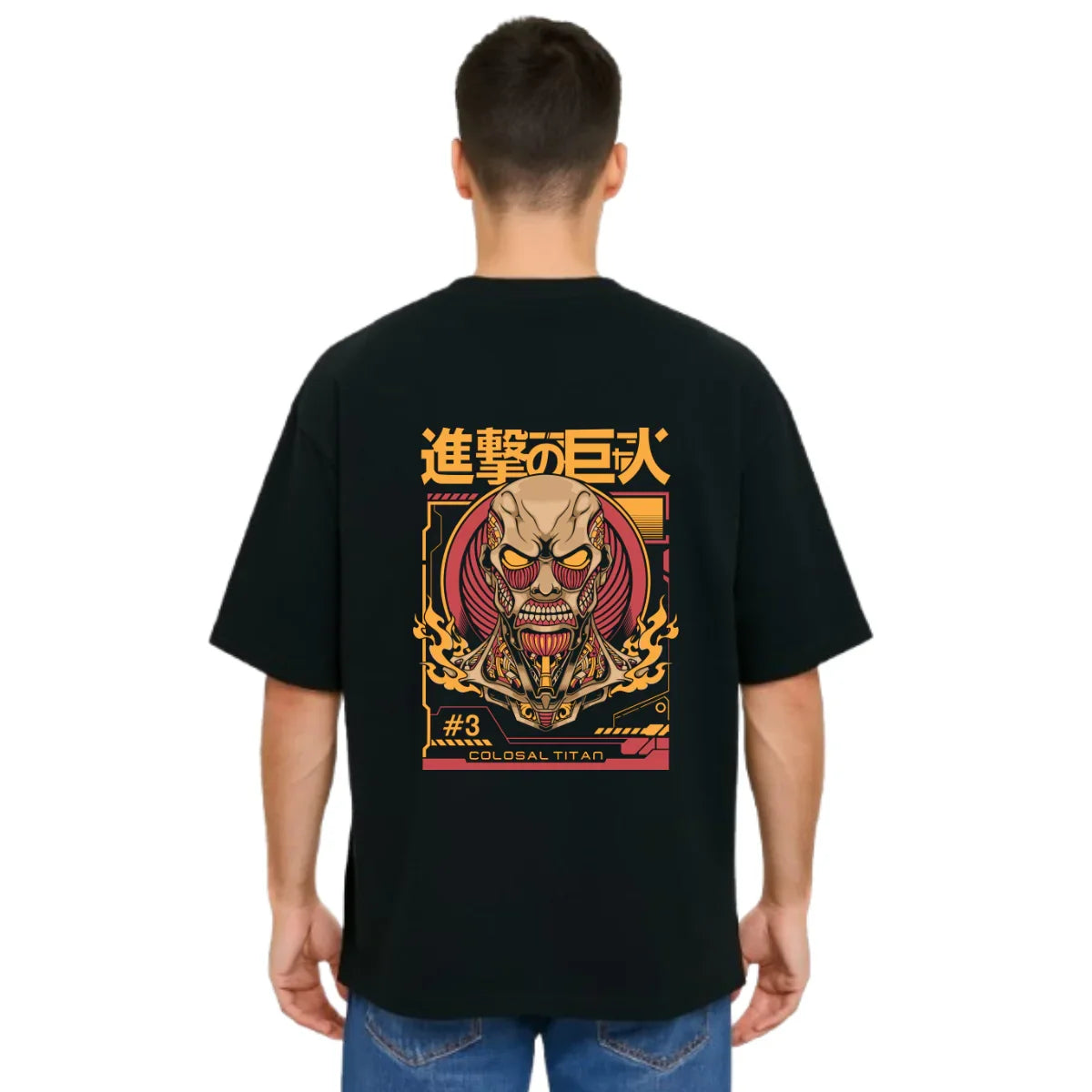Derada Oversized Pure Cotton Unisex Black T Shirt - Titan Attack 8