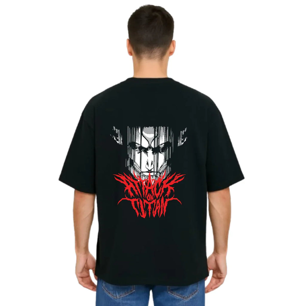 Derada Oversized Pure Cotton Unisex Black T Shirt - Titan Attack 9