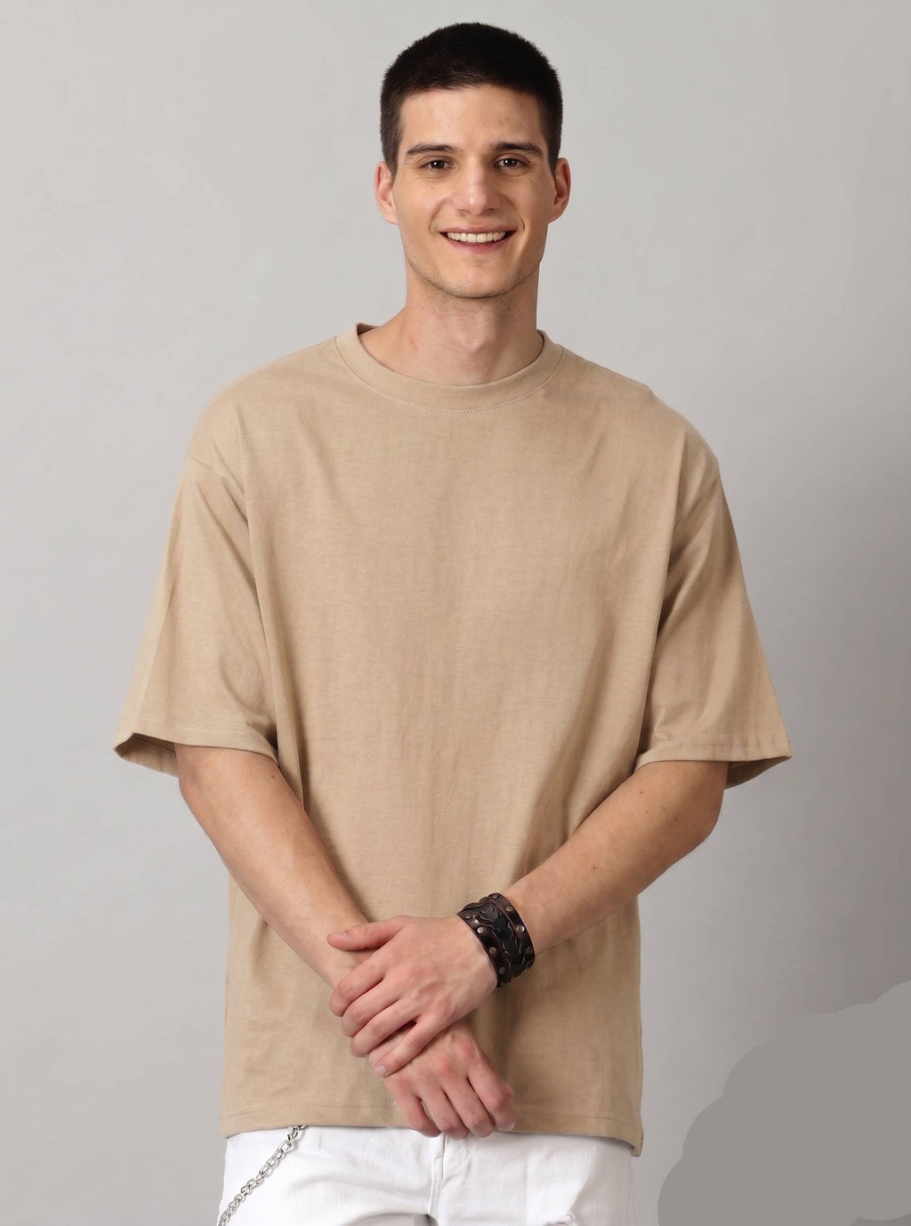 Boxy unisex Tshirt - Beige Color