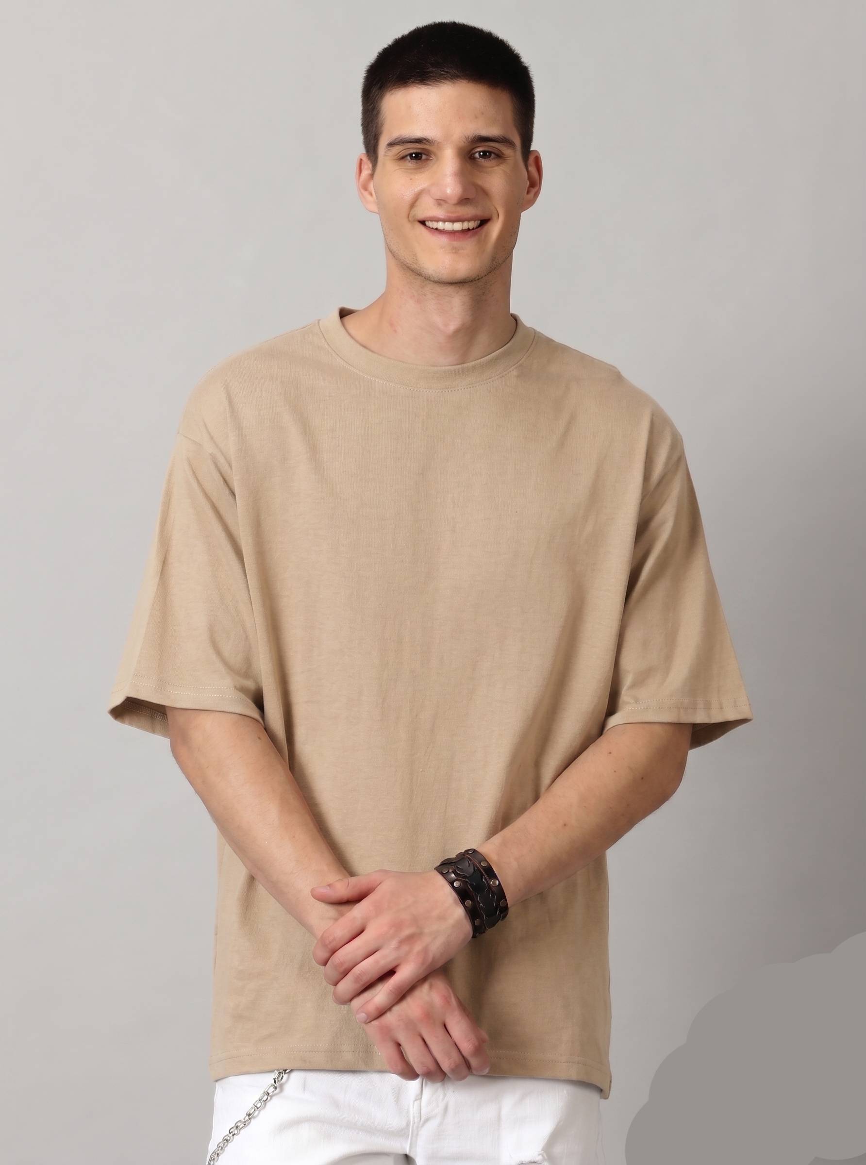 Boxy unisex Tshirt - Beige Color