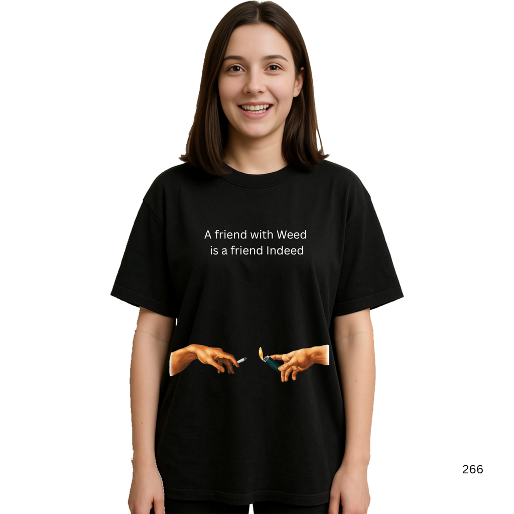 Derada Oversized Pure Cotton Girls Black T Shirt - Fun (Custom Made)