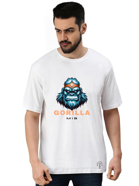 Derada Oversized Pure Cotton Unisex White T Shirt - Gorilla