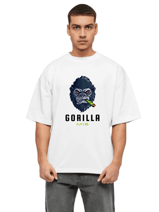 Derada Oversized Pure Cotton Unisex White T Shirt - Smoking Gorilla