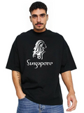 Derada Oversized Pure Cotton Unisex Black T Shirt - Singapore