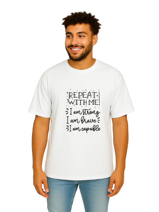 Derada Oversized Pure Cotton Unisex White T Shirt - Motivational 11