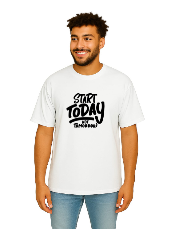 Derada Oversized Pure Cotton Unisex White T Shirt - Motivational 12