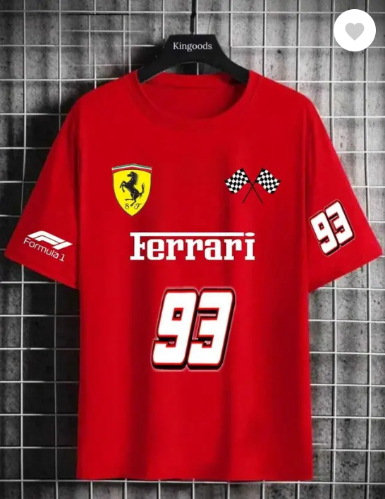 Derada Oversized Unisex Pure Cotton red T Shirt - Formula 1 ,Ferrari