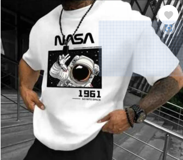 Derada Oversized Pure Cotton Unisex White T Shirt - NASA