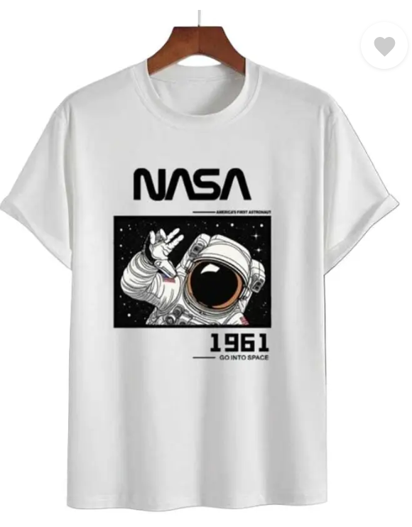 Derada Oversized Pure Cotton Unisex White T Shirt - NASA
