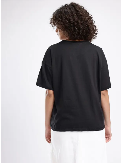 Derada Oversized Pure Cotton Girls Black T Shirt - Blinded