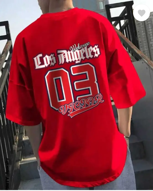 Derada Oversized Unisex Pure Cotton red T Shirt - Los Angeles